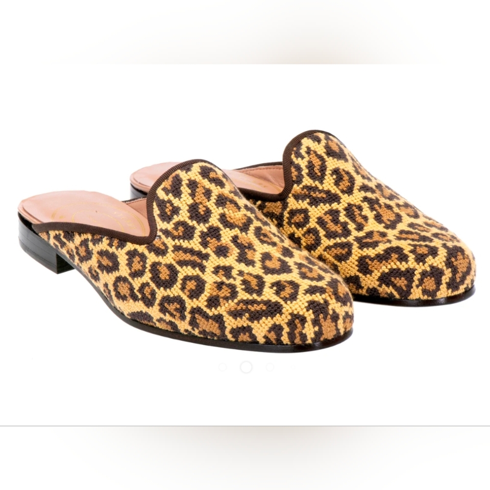 Stubbs & Wootton Women’s Jane  Leopard Needlepoint Mules – Size 8 – New (No Box) - Picture 2 of 8